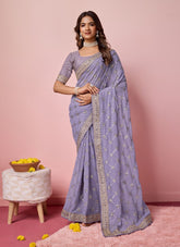 Alluring looking purple colour saree
